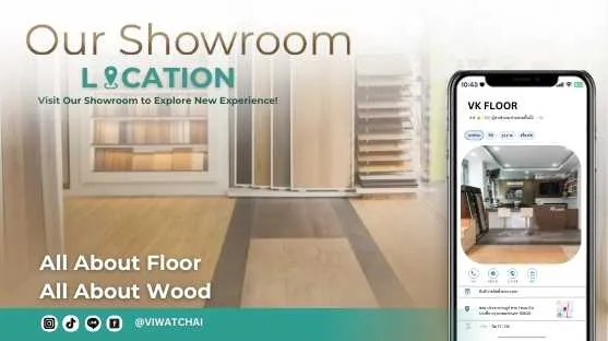 หน้าปก Showroom VK Floor โชว์รูมจำหน่ายพื้นไม้คุณภาพสูง รวมถึงพื้นลามิเนต พื้น SPC และพื้นไวนิล ที่เหมาะสำหรับบ้านและพื้นที่ทุกสไตล์