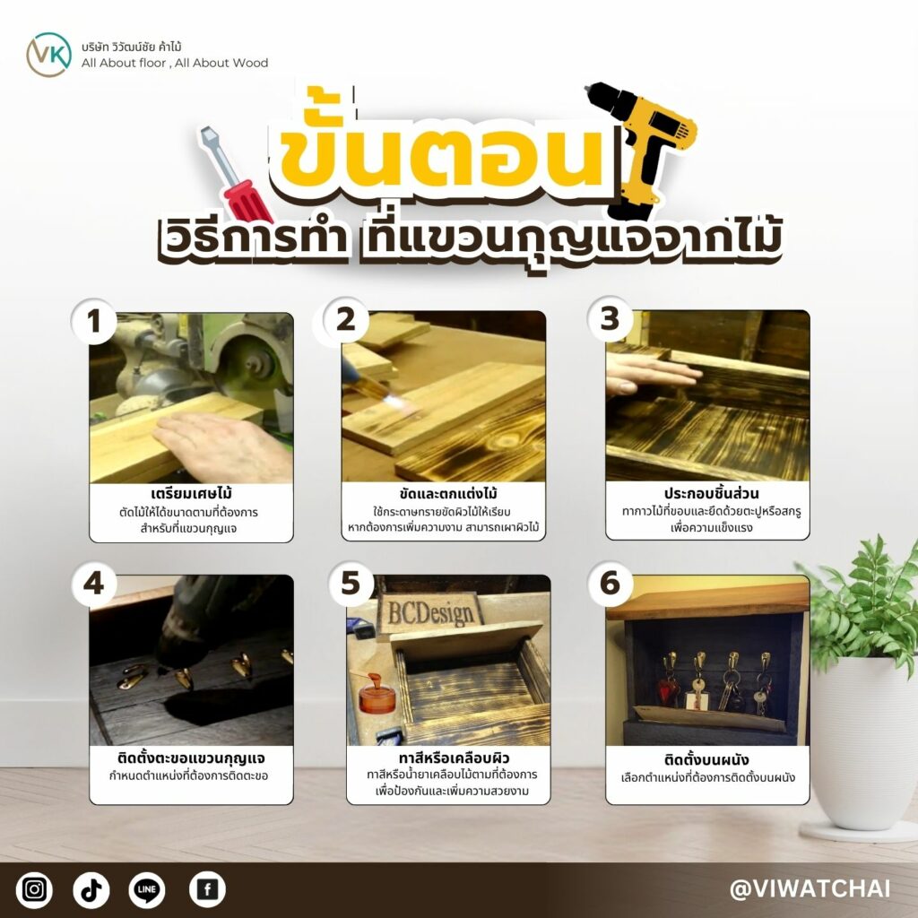 วิธีทำที่แขวนกุญแจจากไม้ ไอเดีย DIY ของแต่งบ้านจากไม้ ทำเองได้ง่าย ๆ