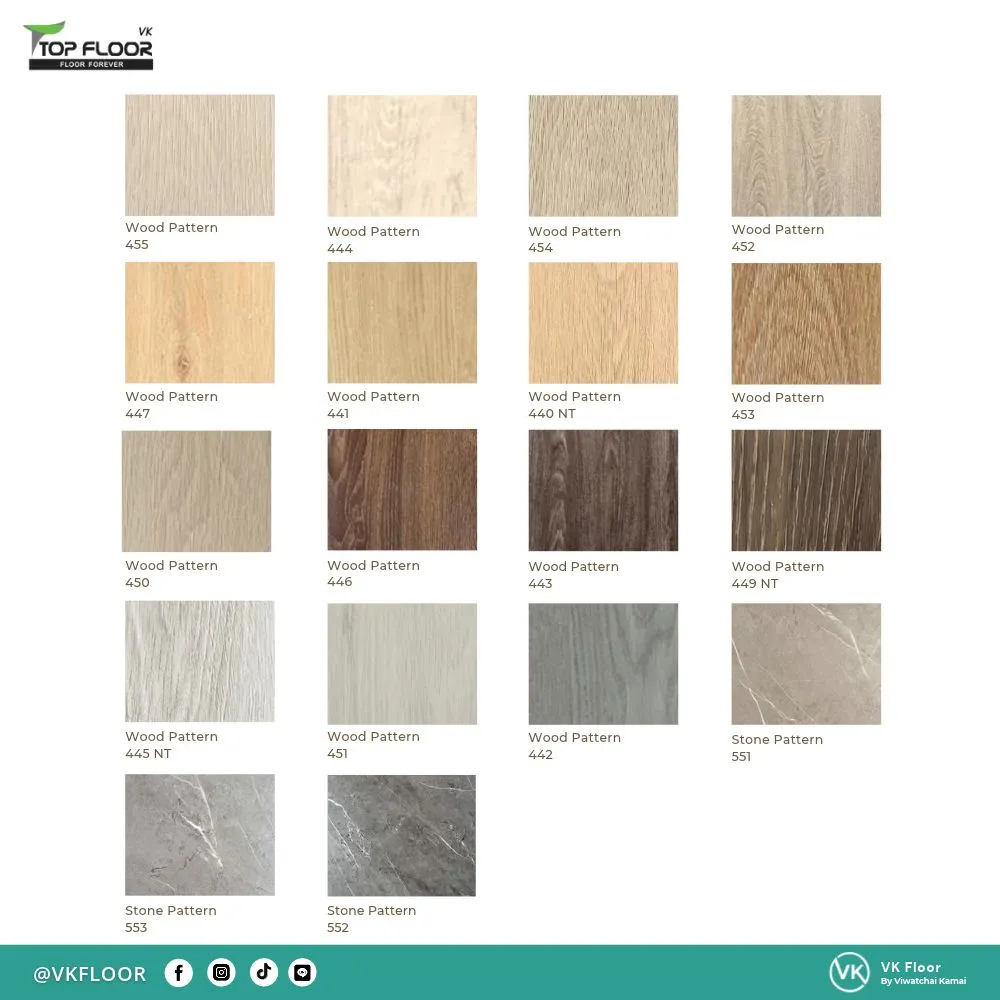 vk-top-floor-spc-wood-look-color-collection รวมสีกระเบื้องยาง SPC VK Top Floor ลายไม้