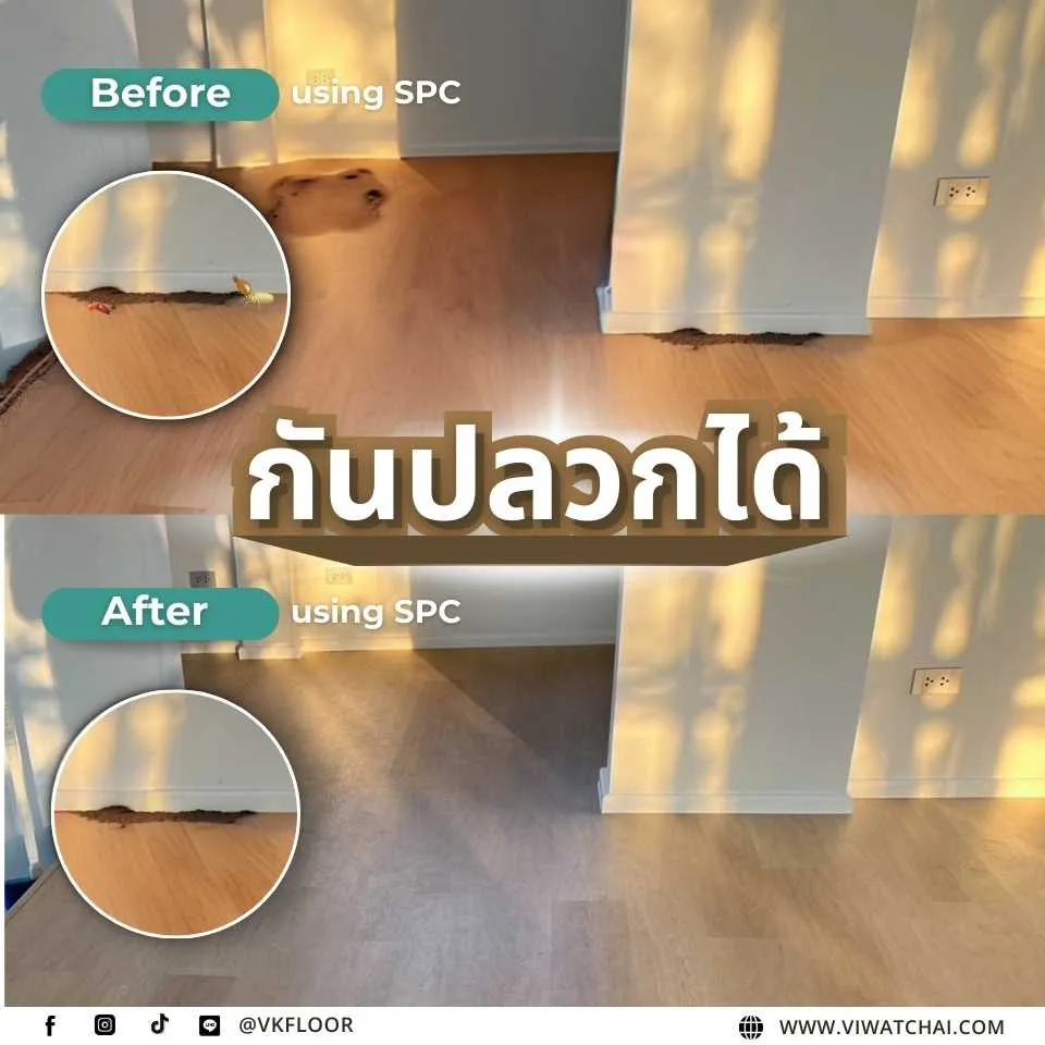 กระเบื้องยาง SPC กันปลวก พื้นไวนิลคุณภาพสูงสำหรับป้องกันปลวกและแมลง