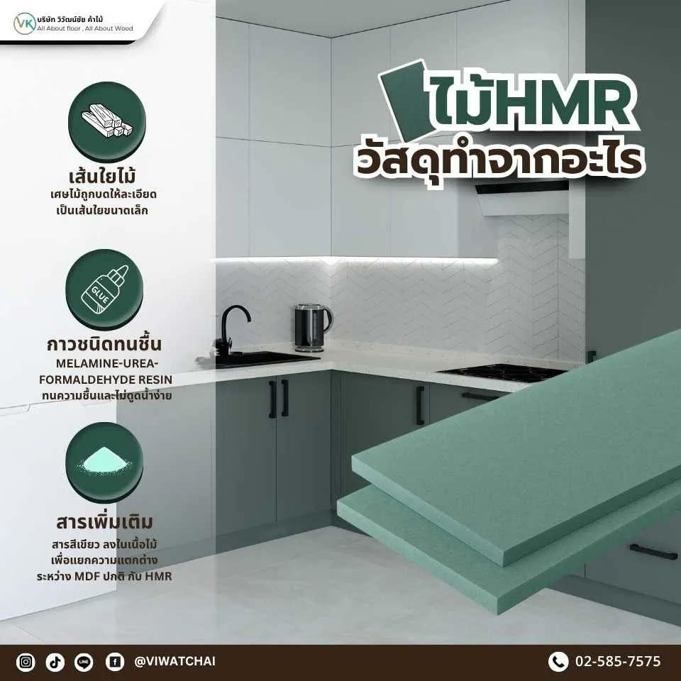 ไม้ HMR ผลิตจากไม้บดละเอียดอัดแน่น พร้อมสารกันความชื้น