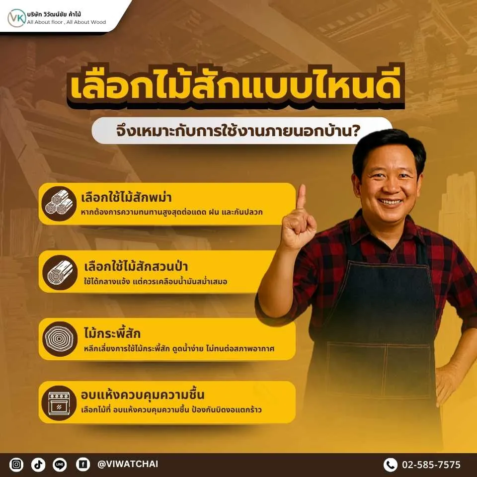 เลือกไม้สักแบบไหนดีจึงเหมาะกับงานภายนอกบ้าน เช่น ระเบียง ผนัง และเฟอร์นิเจอร์สนาม