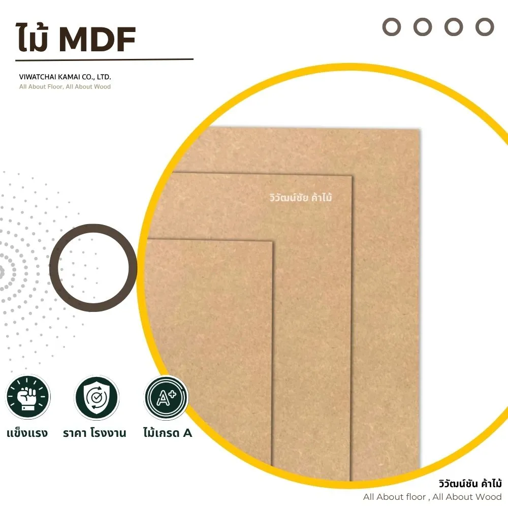 แผ่นไม้ MDF เรียงซ้อนกันหลายแผ่น