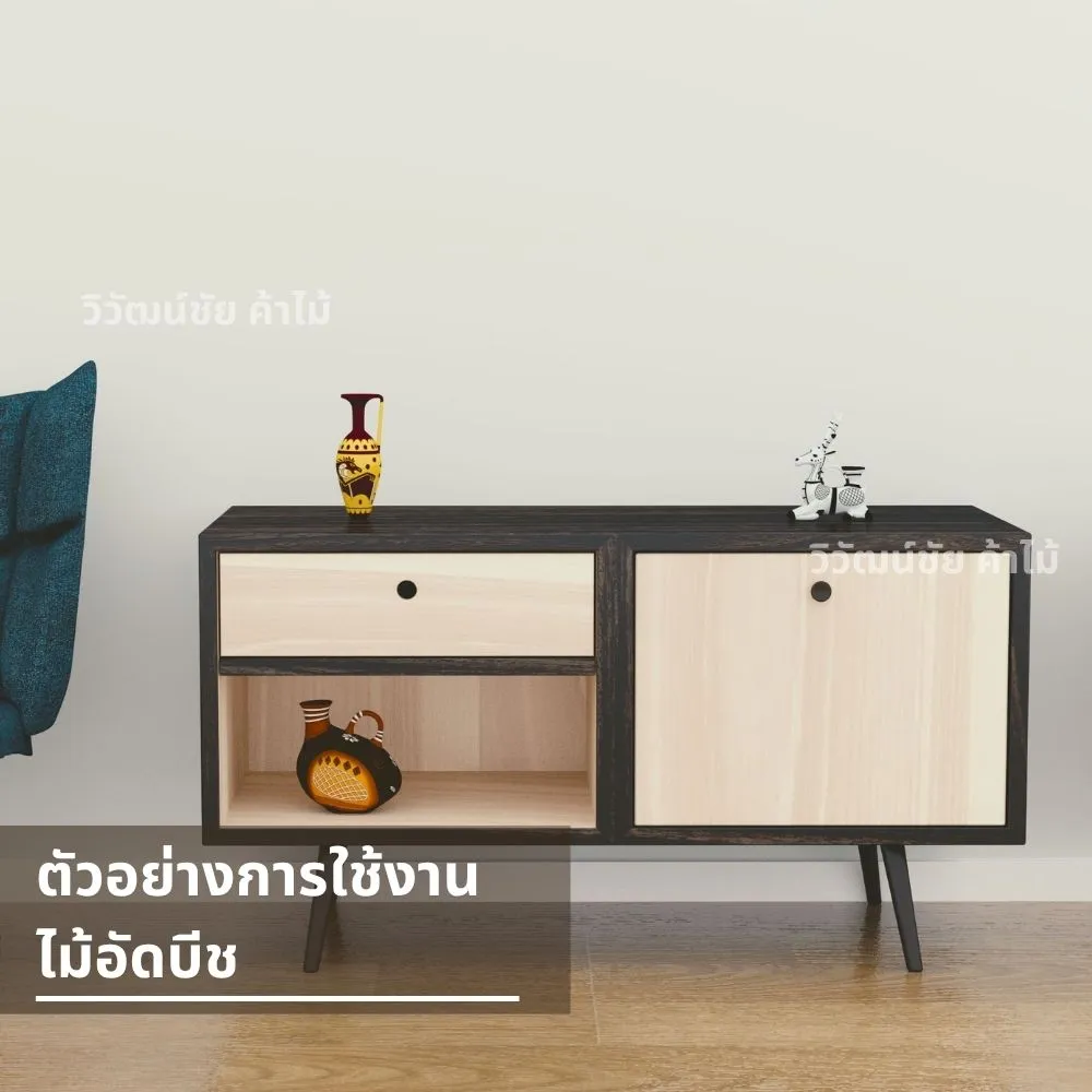 ตู้เก็บของหน้าบานไม้บีช ผสมโครงสีดำ