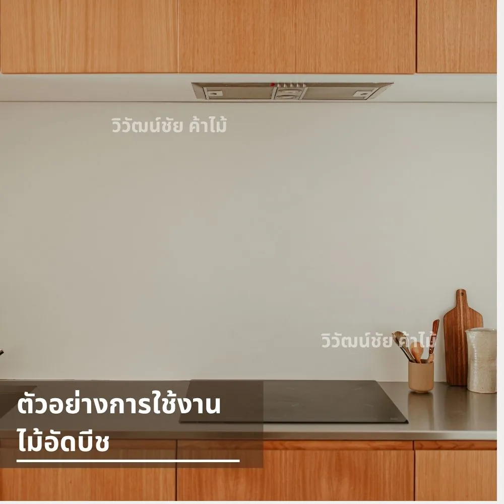 ตู้ครัวไม้บีชเรียบหรูพร้อมพื้นผิวลามิเนต