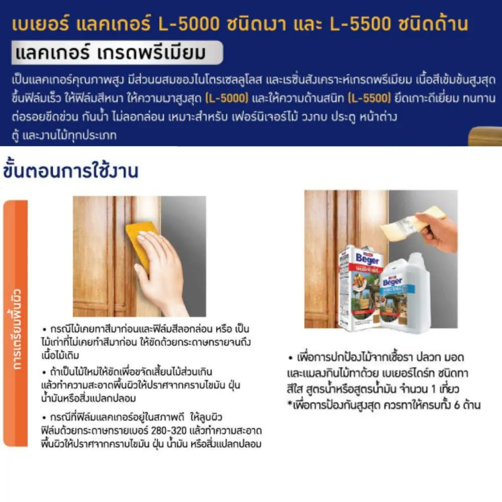 น้ำยารองพื้นและแลคเกอร์สำหรับไม้จาก Beger