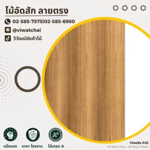 ไม้อัดสักลายตรง ลายไม้เรียบหรู สีเหลืองทองอบอุ่น