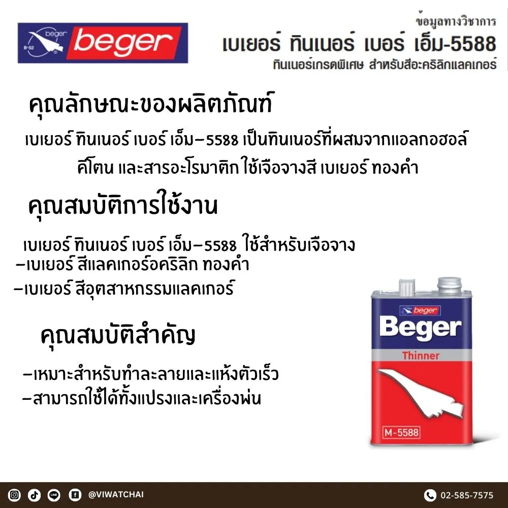 เบเยอร์ ทินเนอร์สำหรับแลคเกอร์ Beger Thinner M-5588 คุณภาพสูง