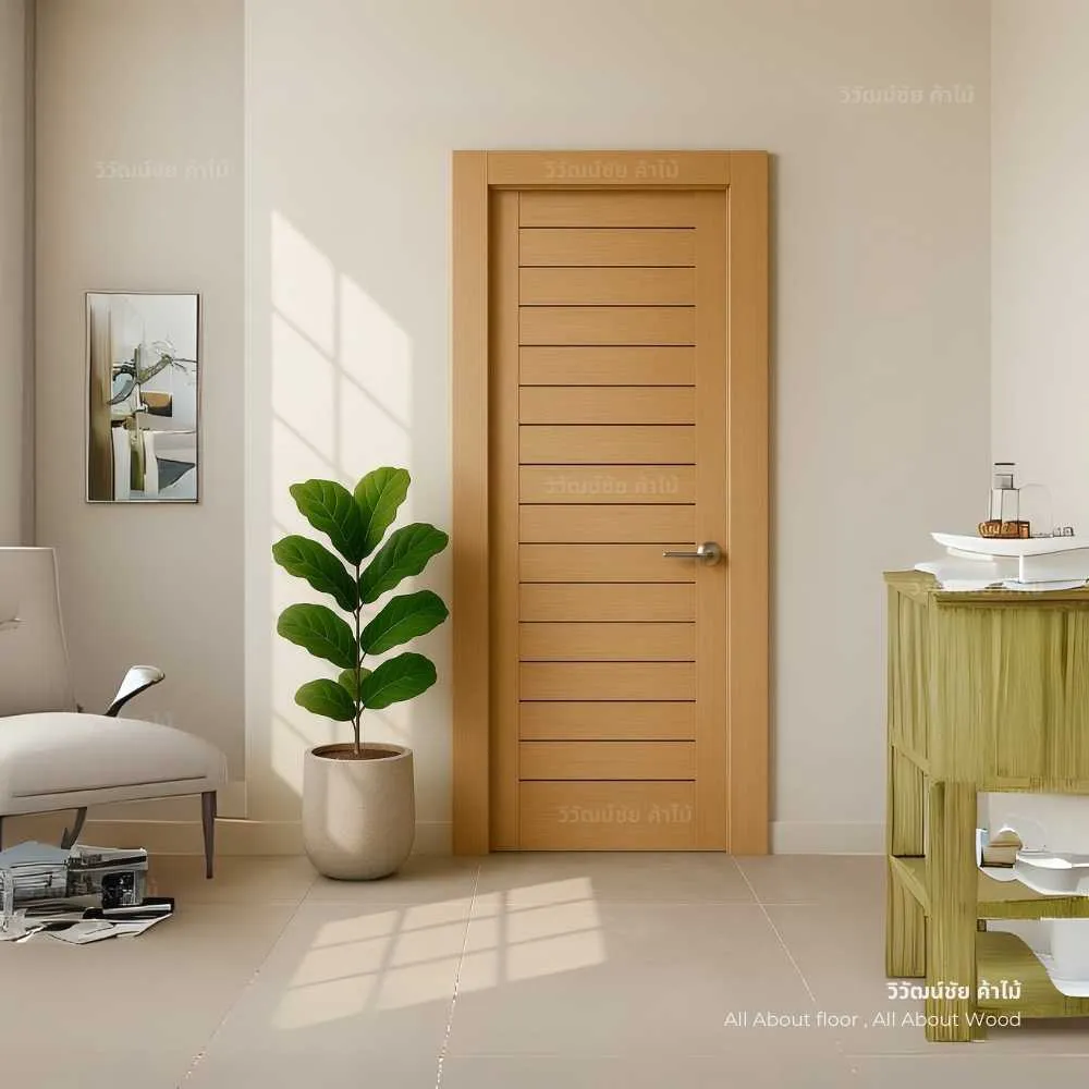 ตัวอย่างการใช้งานประตูไม้ รุ่น 008 ภายในบ้าน