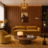 wpc-w-008-walnut-brown-interior-application ตัวอย่างการใช้งานไม้ระแนง WPC รุ่น W-008 สี Walnut Brown ตกแต่งผนังภายใน