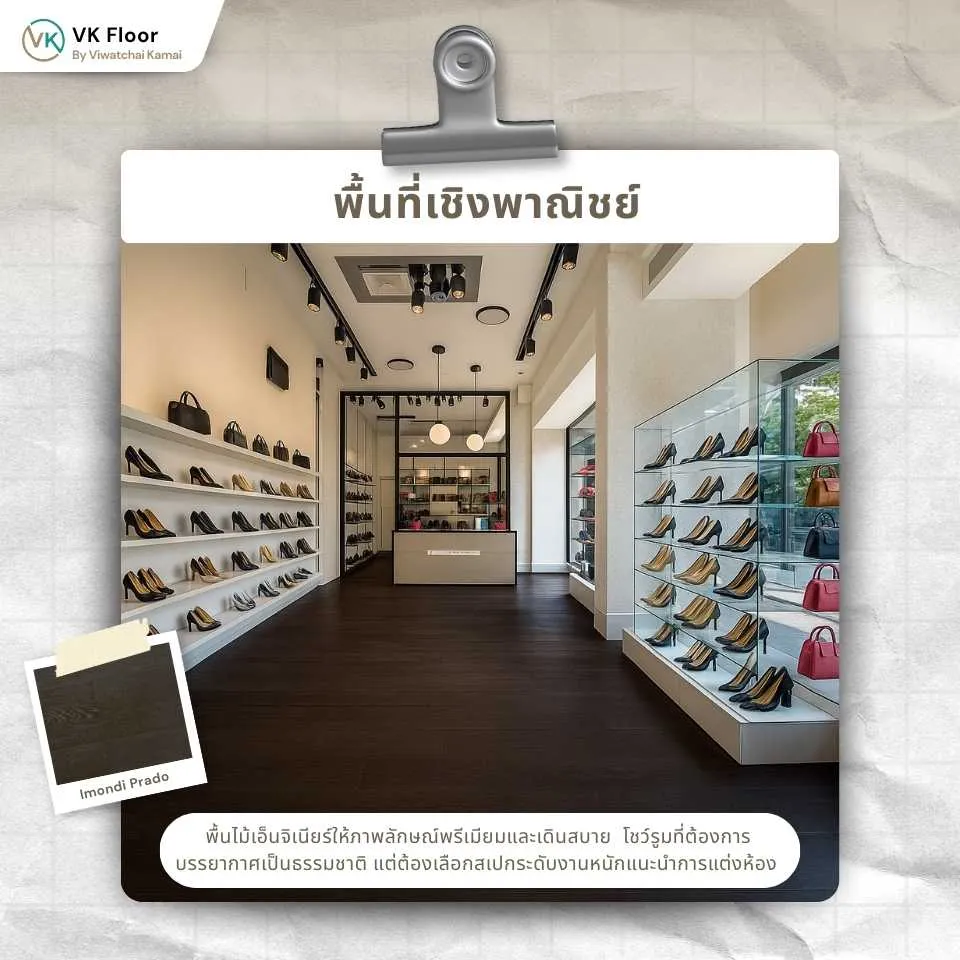 พื้นไม้เอ็นจิเนียร์ในพื้นที่เชิงพาณิชย์ เพิ่มความหรูหราและทนทานสำหรับร้านค้าและคาเฟ่