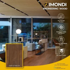 สินค้าพื้นไม้เอ็นจิเนียร์ Engineered wood Imondi สี Walnut Nature ตัวอย่างการใช้งานจริง