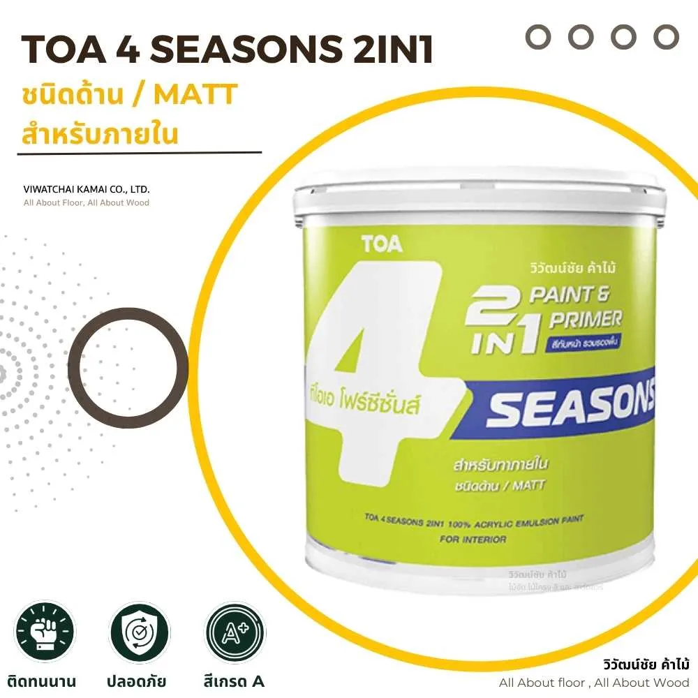 หน้าปกสินค้า สีทาบ้าน TOA 4 SEASONS 2IN1 ชนิดด้าน Matt สำหรับภายใน