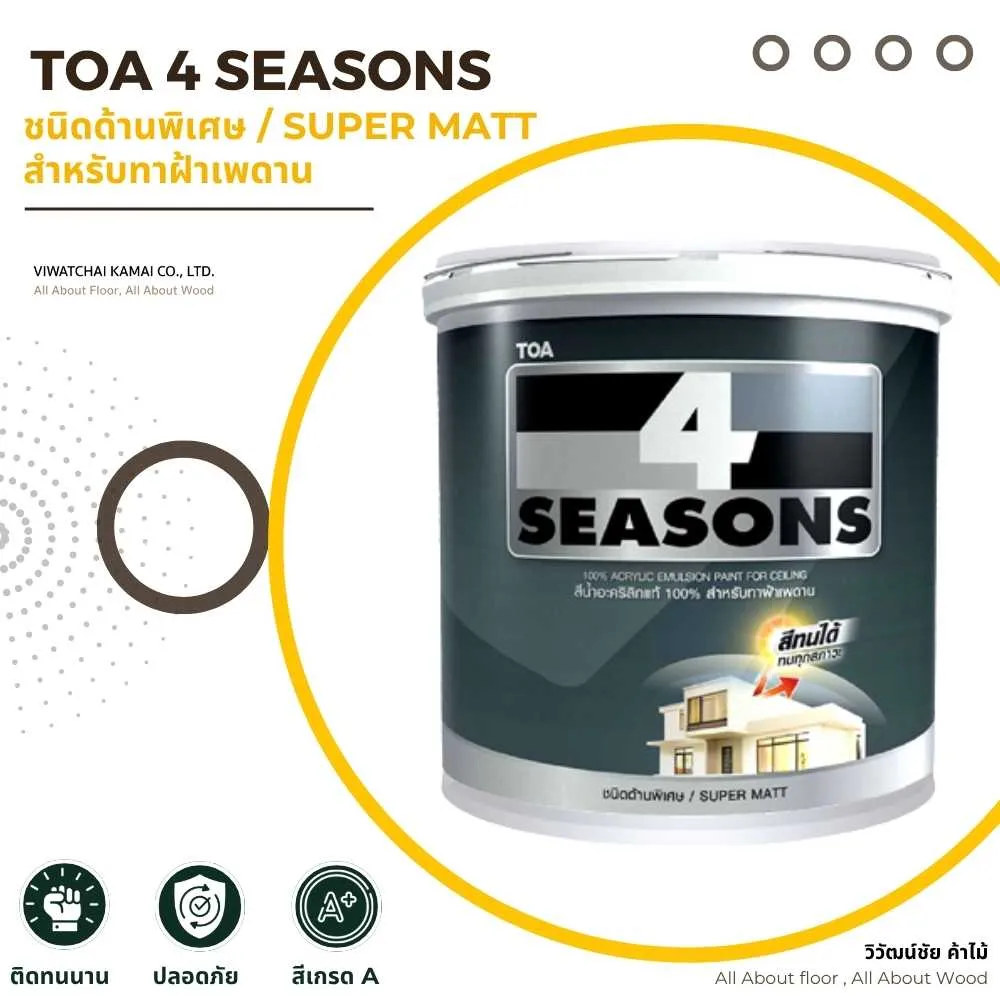 หน้าปกสินค้า สีทาบ้าน TOA 4 SEASONS 2IN1 ชนิดด้านพิเศษ Super Matt สำหรับทาฝ้าเพดาน