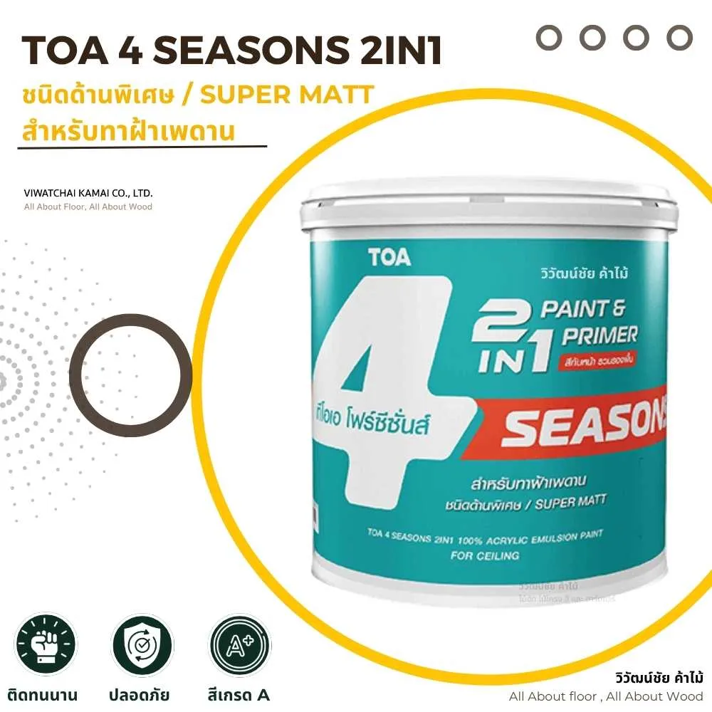 หน้าปกสินค้า สีทาบ้าน TOA 4 SEASONS 2IN1 ชนิดด้านพิเศษ Super Matt สำหรับทาฝ้าเพดาน