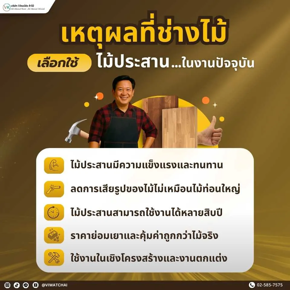 พื้นไม้ และเหตุผลที่ช่างเลือกใช้ไม้ประสาน ทั้งความแข็งแรง คุ้มค่า และใช้งานได้หลากหลาย