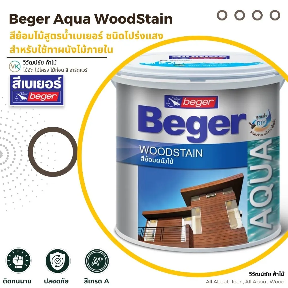 สีเบเยอร์ Beger Aqua WoodStain สูตรน้ำโปร่งแสง สำหรับงานไม้ภายใน