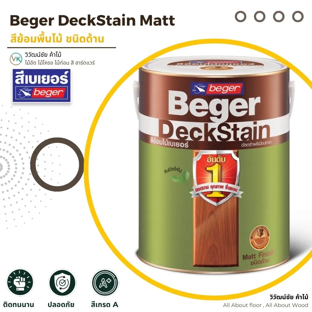 Beger DeckStain Matt_result สีเบเยอร์ Beger DeckStain Matt สีทาพื้นไม้ชนิดด้าน สำหรับภายนอกและภายใน