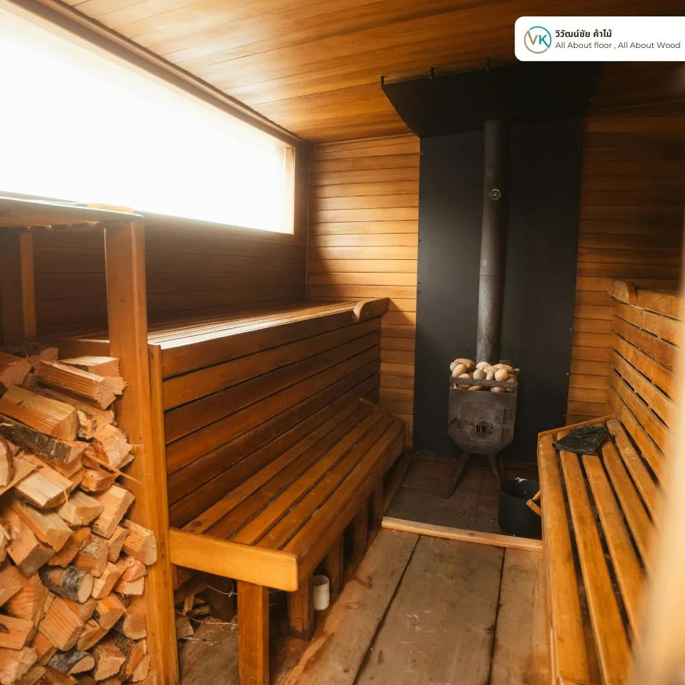 ห้องซาวน่าไม้เคลือบด้วย Beger Aqua WoodStain ป้องกันความชื้นและเชื้อรา