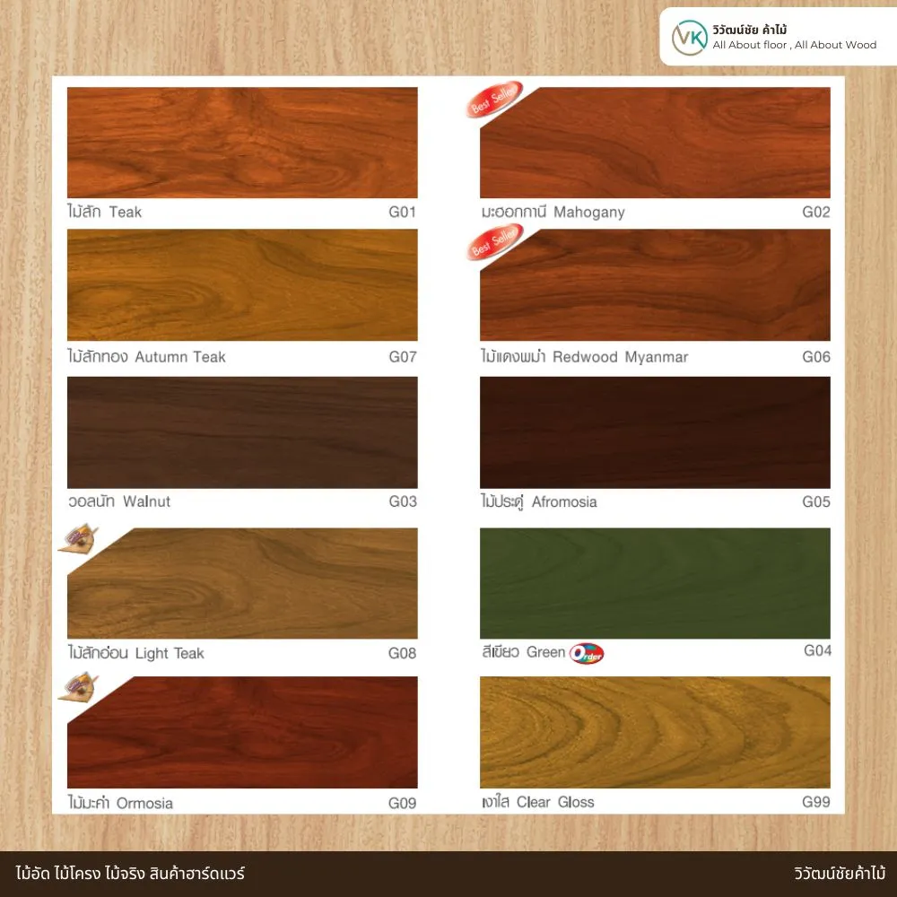 ตารางเฉดสีไม้ TOA WoodStain Gloss