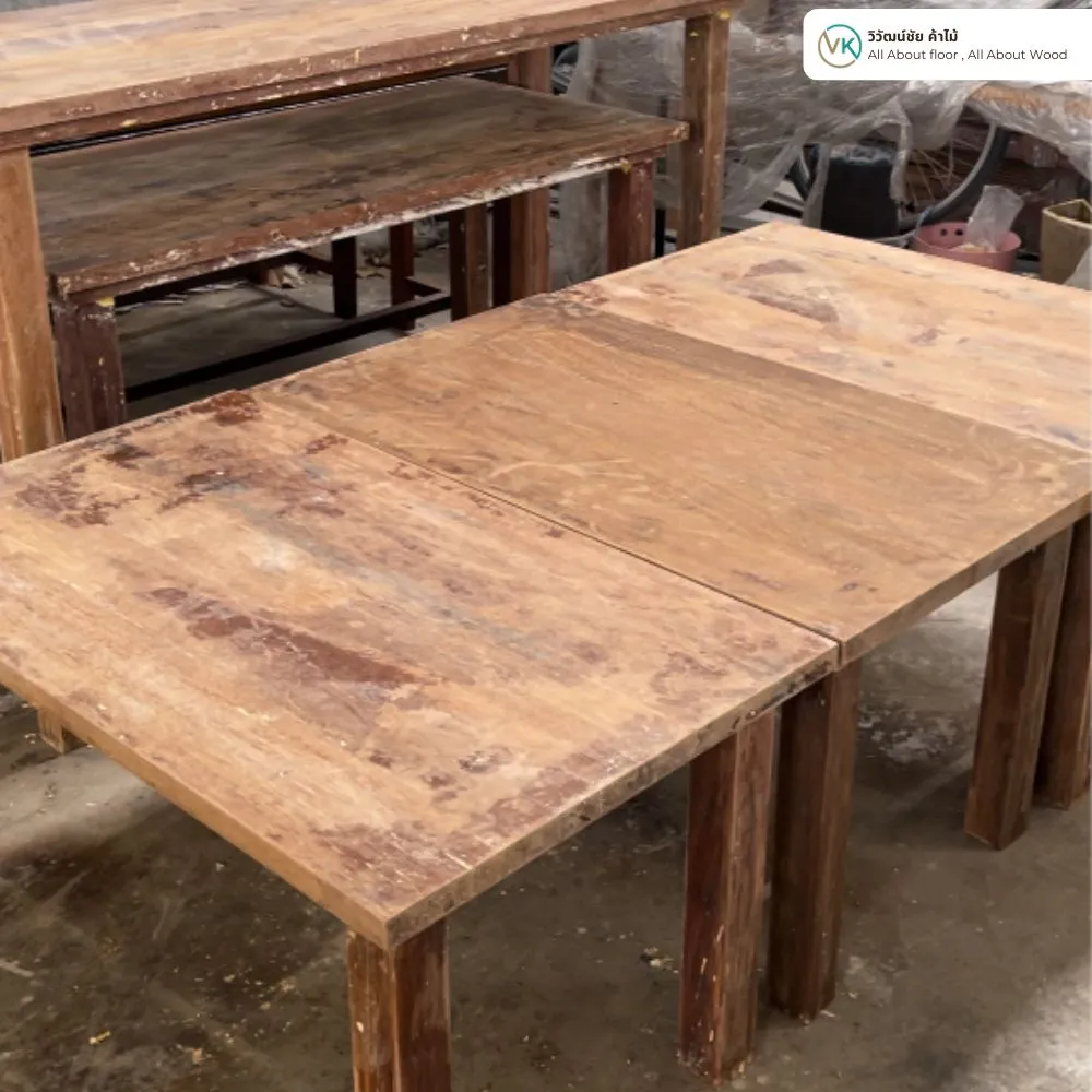 โต๊ะไม้หลังฟอกขาวเสร็จพร้อมขัดแต่ง