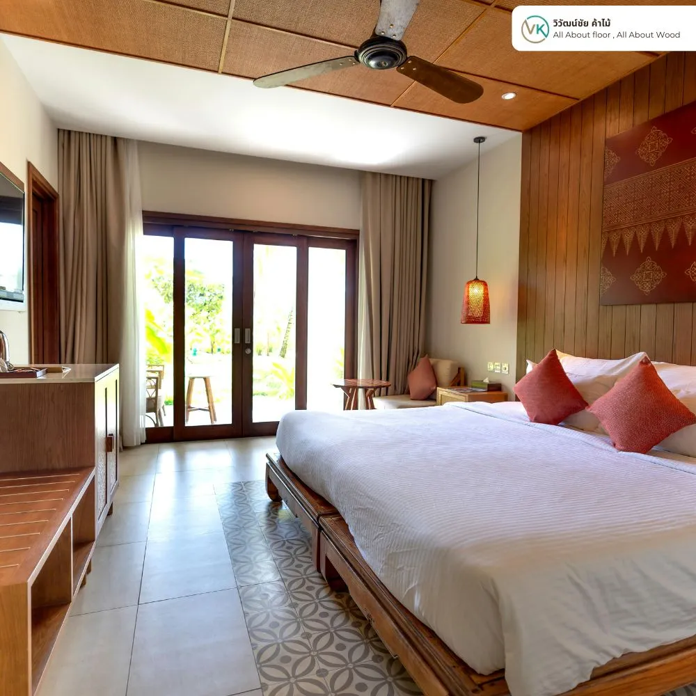 ห้องนอนตกแต่งด้วยไม้เคลือบ TOA WoodStain