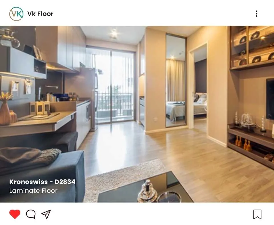 พื้นลามิเนต Kronoswiss ห้องนั่งเล่น สไตล์โมเดิร์น อบอุ่น ดูหรูหรา