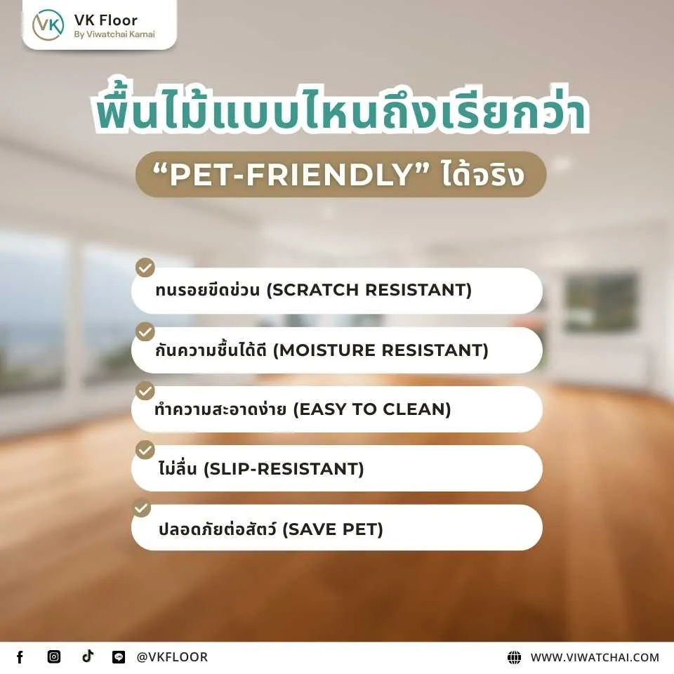 พื้นไม้แบบไหนเรียกว่า Pet-Friendly ได้จริง เหมาะกับบ้านที่เลี้ยงสัตว์และกำลังรีโนเวทบ้าน