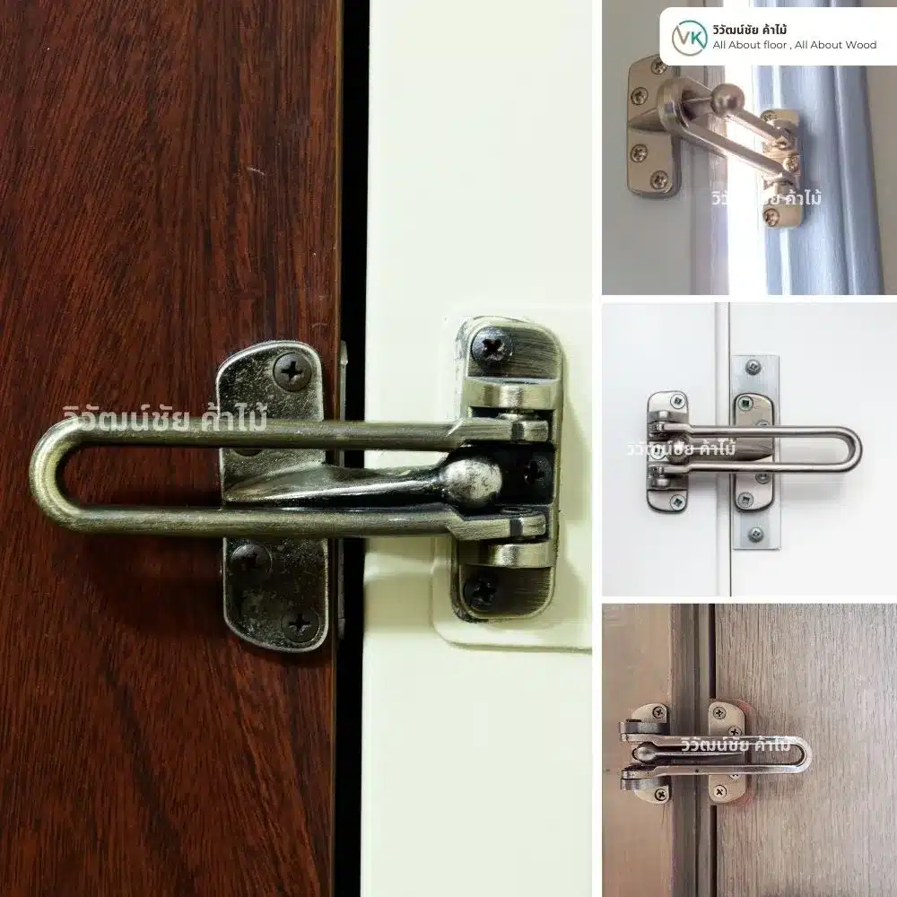 Door Swing Bar Latch Installed on Wood Door_result Installed swing bar latches in various door types, wood and painted surfaces