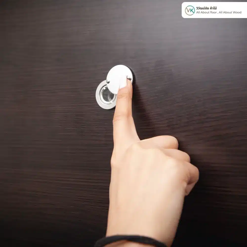 Installed Door Viewer Examples_result ตาแมวประตูสีโครมติดตั้งบนประตูไม้