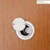 Using a Door Viewer Cover_result ตาแมวประตูติดตั้งบนประตูไม้สีอ่อน
