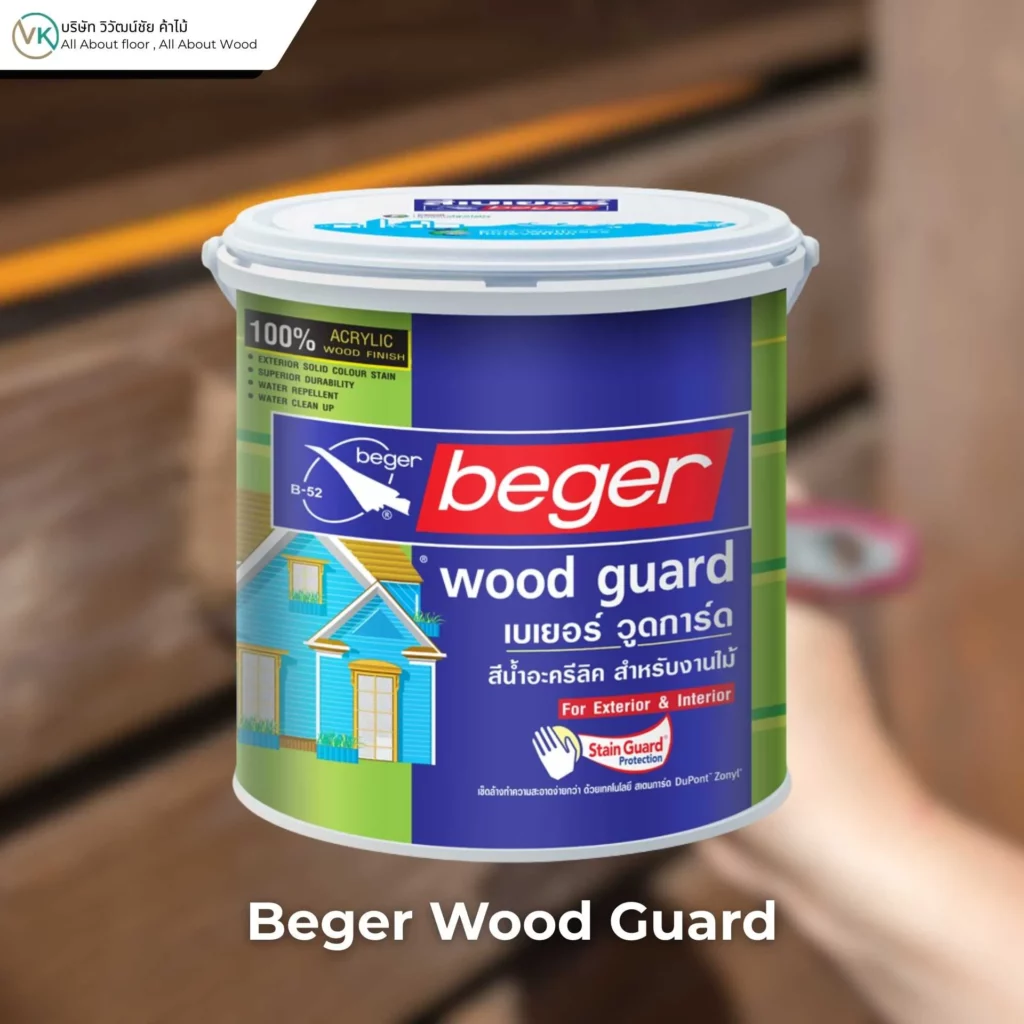 ตัวอย่างสินค้าใช้กับผนังภายนอกและภายใน Beger Wood Guard สำหรับงานไม้และพื้นผิวผนัง