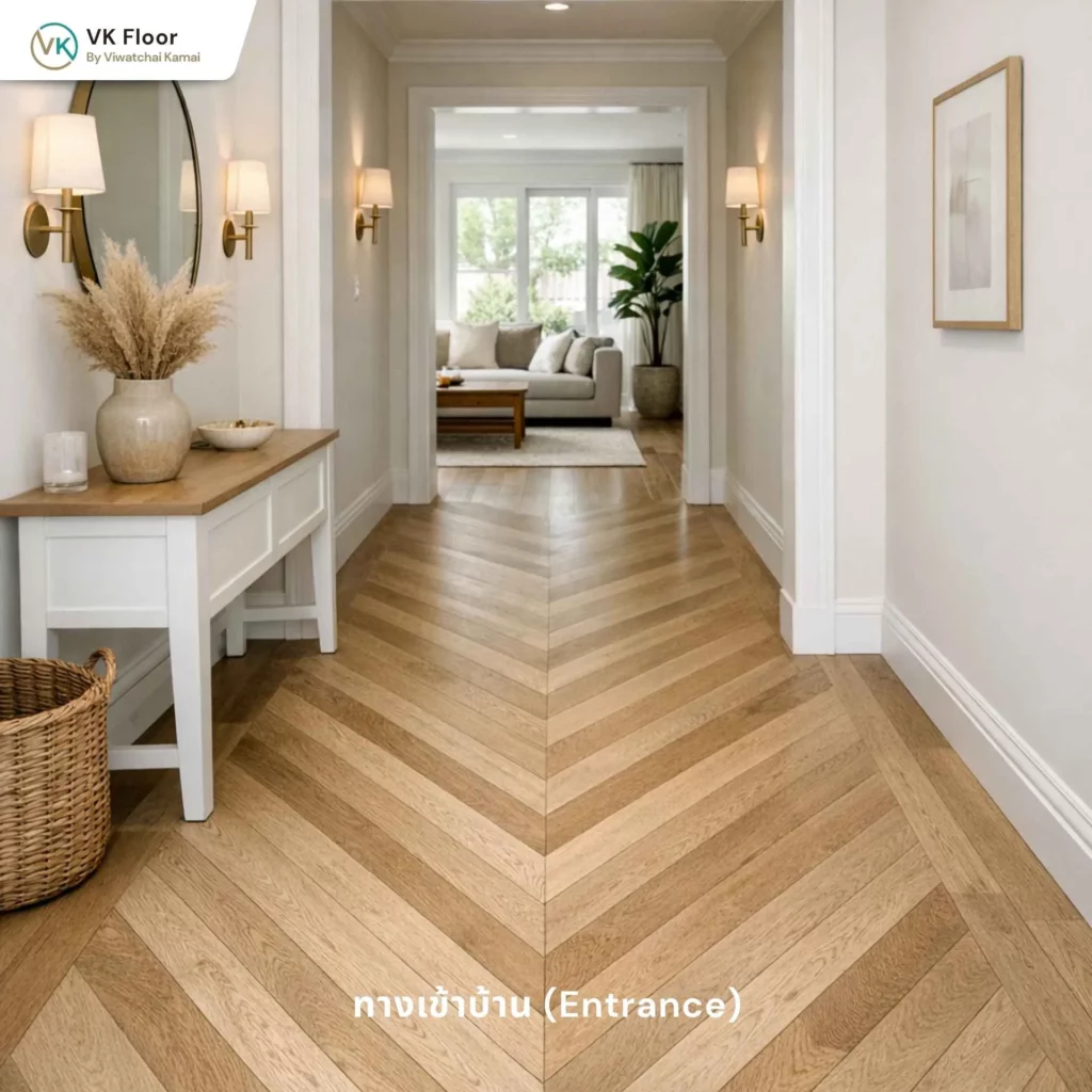 รูปภาพแนะนำไอเดียแต่งห้องด้วยพื้นลายเชฟรอน ทางเข้าบ้าน (Entrance)