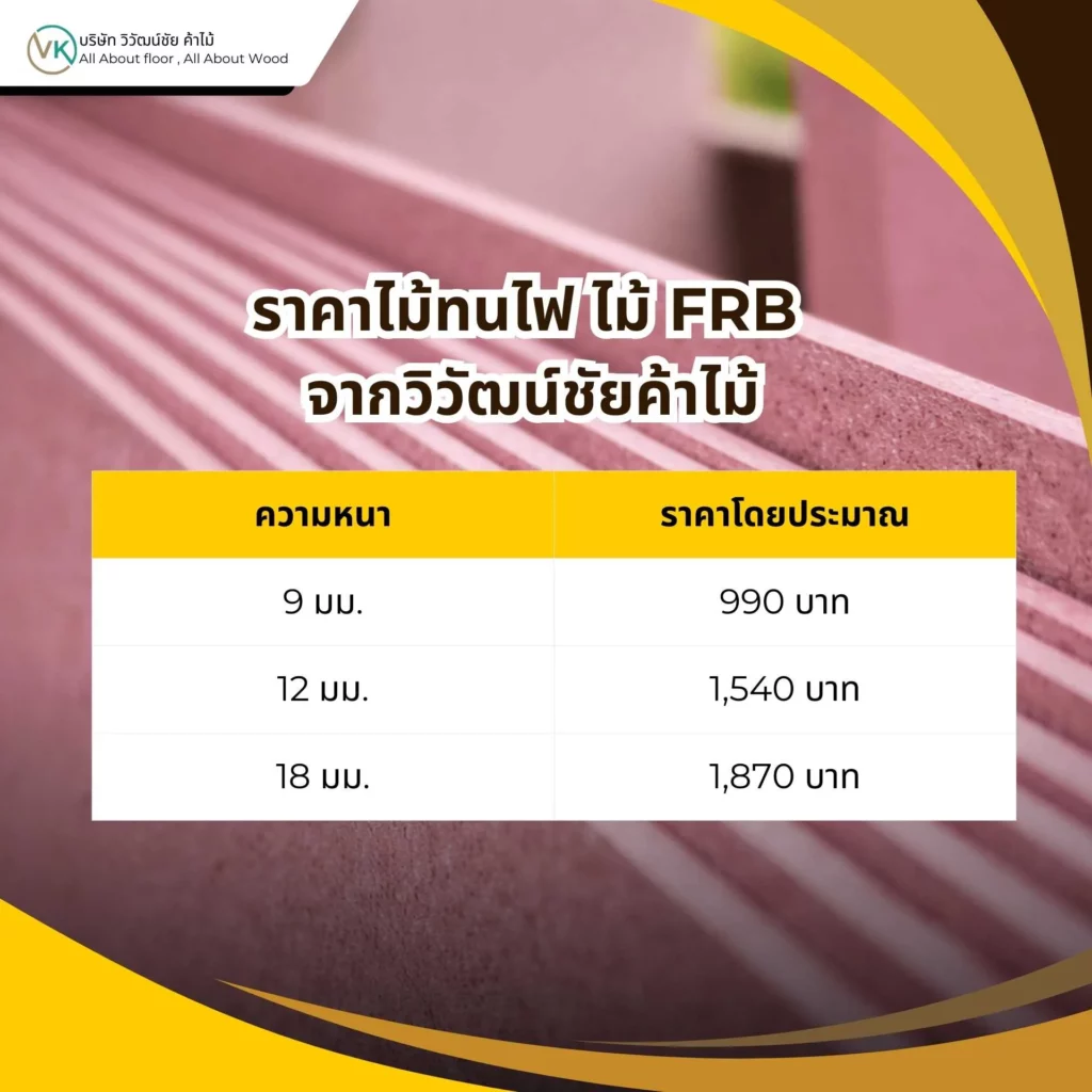ภาพแผ่นไม้ทนไฟ ไม้ FRB พร้อมข้อมูลราคาไม้ทนไฟ ไม้ FRB จากวิวัฒน์ชัยค้าไม้