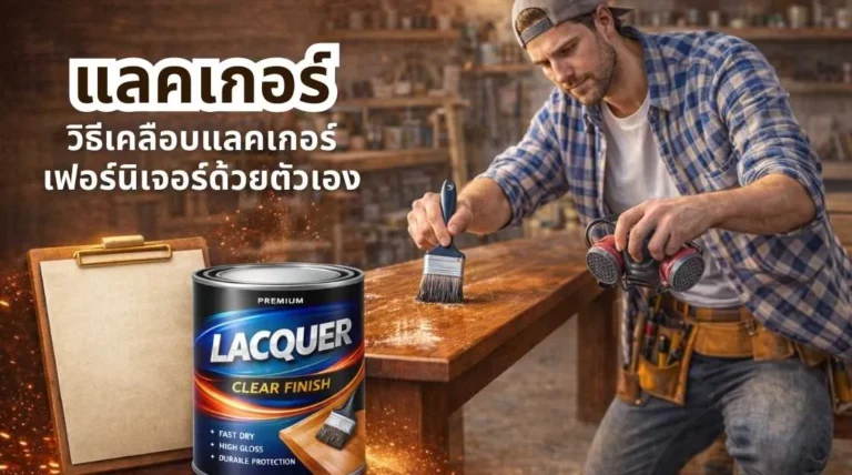 ภาพการเคลือบแลคเกอร์เฟอร์นิเจอร์ไม้ด้วยตัวเอง แสดงขั้นตอนการขัด เตรียมผิว และทาเคลือบอย่างมืออาชีพตามวิธีเคลือบแลคเกอร์เฟอร์นิเจอร์ด้วยตัวเอง แบบมืออาชีพ ทำตามได้ทีละขั้นตอน