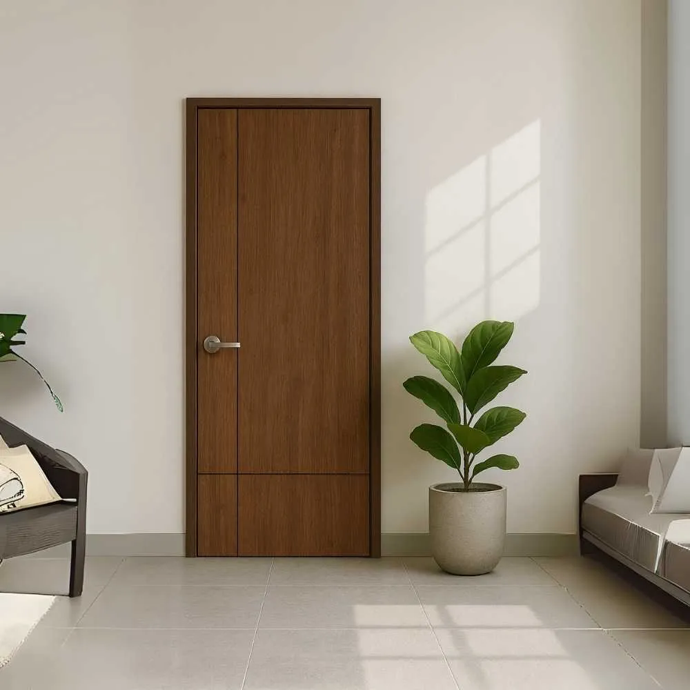 melamine-teak-plywood-door-me1-application ตัวอย่างการใช้งานประตูไม้อัด ปิดผิวเมลามีน ลายไม้สัก ME1 ภายในอาคาร