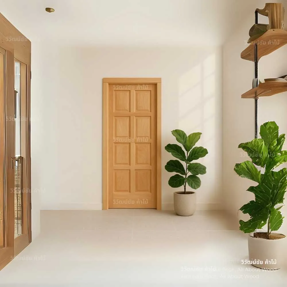 แพทเทิร์นประตูไม้เนื้อแข็ง 8 ลูกฟัก สำหรับงานตกแต่งภายในระดับพรีเมียม