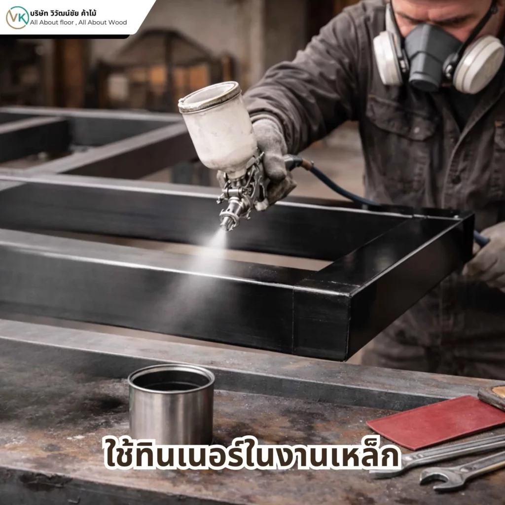 การใช้ทินเนอร์ในงานเหล็กก่อนพ่นสี