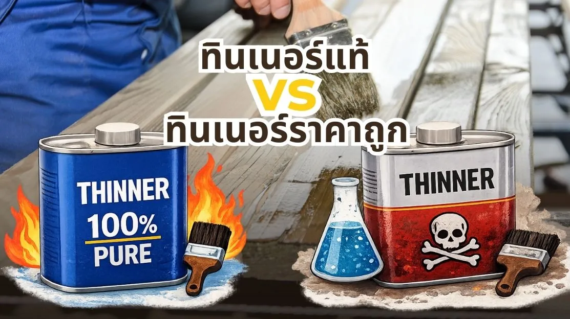 รูปภาพ ทินเนอร์แท้ vs ทินเนอร์ราคาถูก ต่างกันอย่างไร และควรเลือกแบบไหน