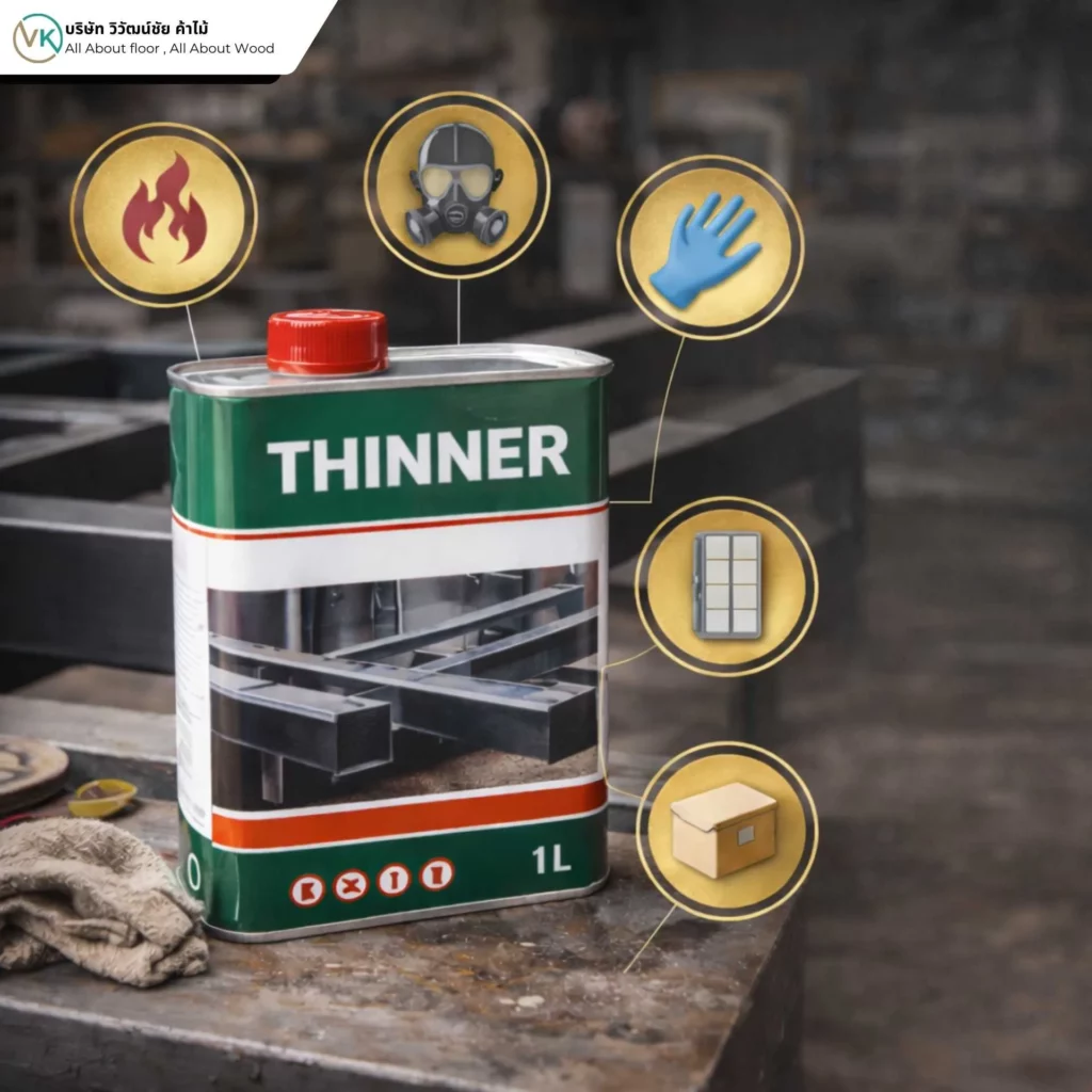 รูปภาพ ความเสี่ยงที่อาจเกิดขึ้น หากใช้งานทินเนอร์ไม่ถูกวิธี ในงานสีไม้