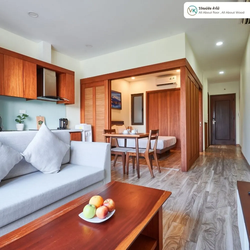 ตัวอย่างการใช้งานสีสินค้า TOA WoodStain สีย้อมไม้ ชนิดด้าน สำหรับเฟอร์นิเจอร์ไม้ภายในบ้าน