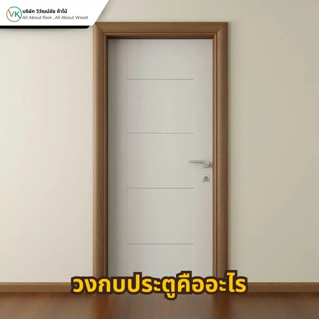 วงกบประตูไม้ แสดงโครงสร้างของวงกบประตูและหน้าที่ในการรองรับบานประตูและกำหนดแนวเปิดปิด