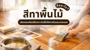 ภาพอธิบายสีทาพื้นไม้ คืออะไร พร้อมตัวอย่างพื้นไม้ภายในและภายนอกที่เคลือบสีแตกต่างกัน