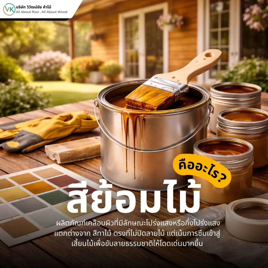 ภาพอธิบายสีย้อมไม้คืออะไร พร้อมตัวอย่างการย้อมสีไม้ให้เห็นลายไม้ชัดเจน