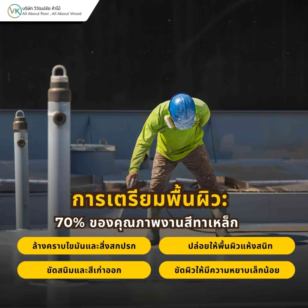 การเตรียมพื้นผิวเหล็กก่อนทาสีเป็นขั้นตอนสำคัญที่ส่งผลต่อคุณภาพงานสีโดยตรง