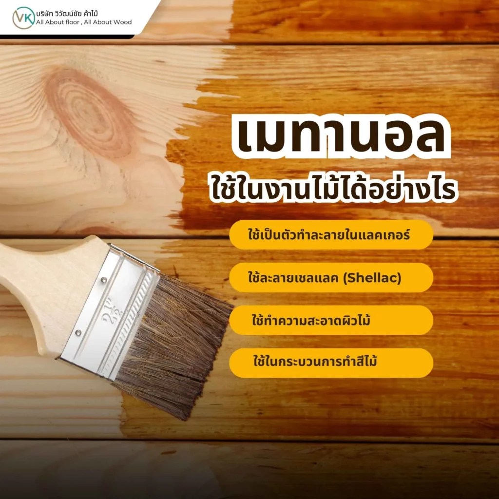 หน้าปก เมทานอลใช้ในงานไม้ได้อย่างไร ตัวทำละลายในงานเคลือบไม้