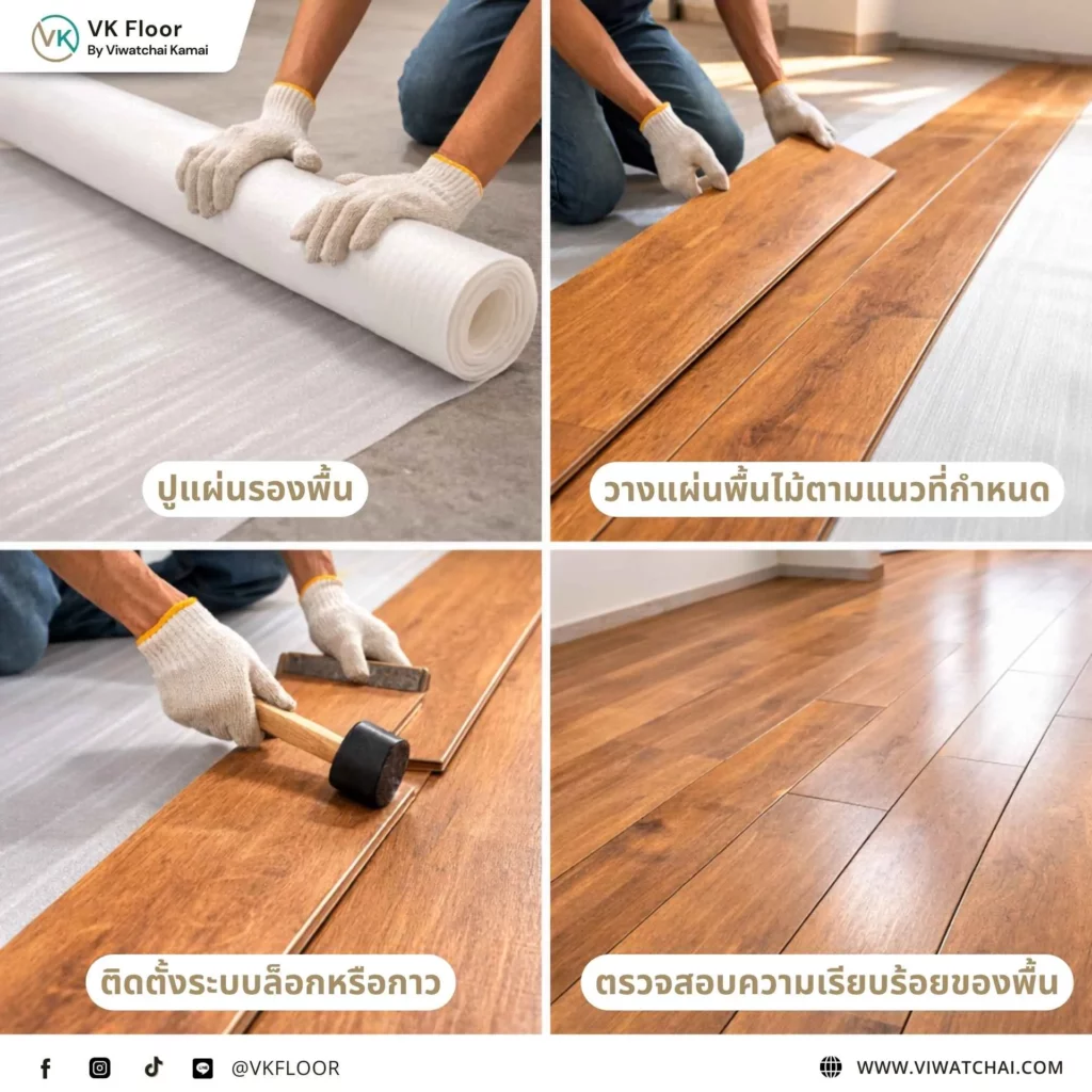 ขั้นตอนติดตั้งพื้นไม้ใหม่ ตั้งแต่การเตรียมพื้นจนถึงการปูพื้นไม้