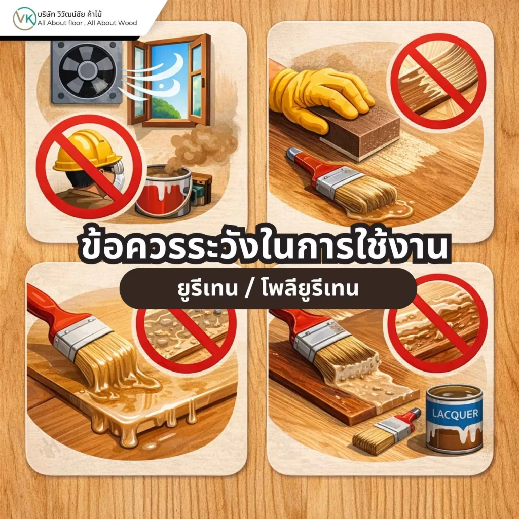 ข้อควรระวังในการใช้งานยูรีเทน โพลียูรีเทน สำหรับเคลือบไม้และพื้นไม้ก่อนนำไปใช้งาน