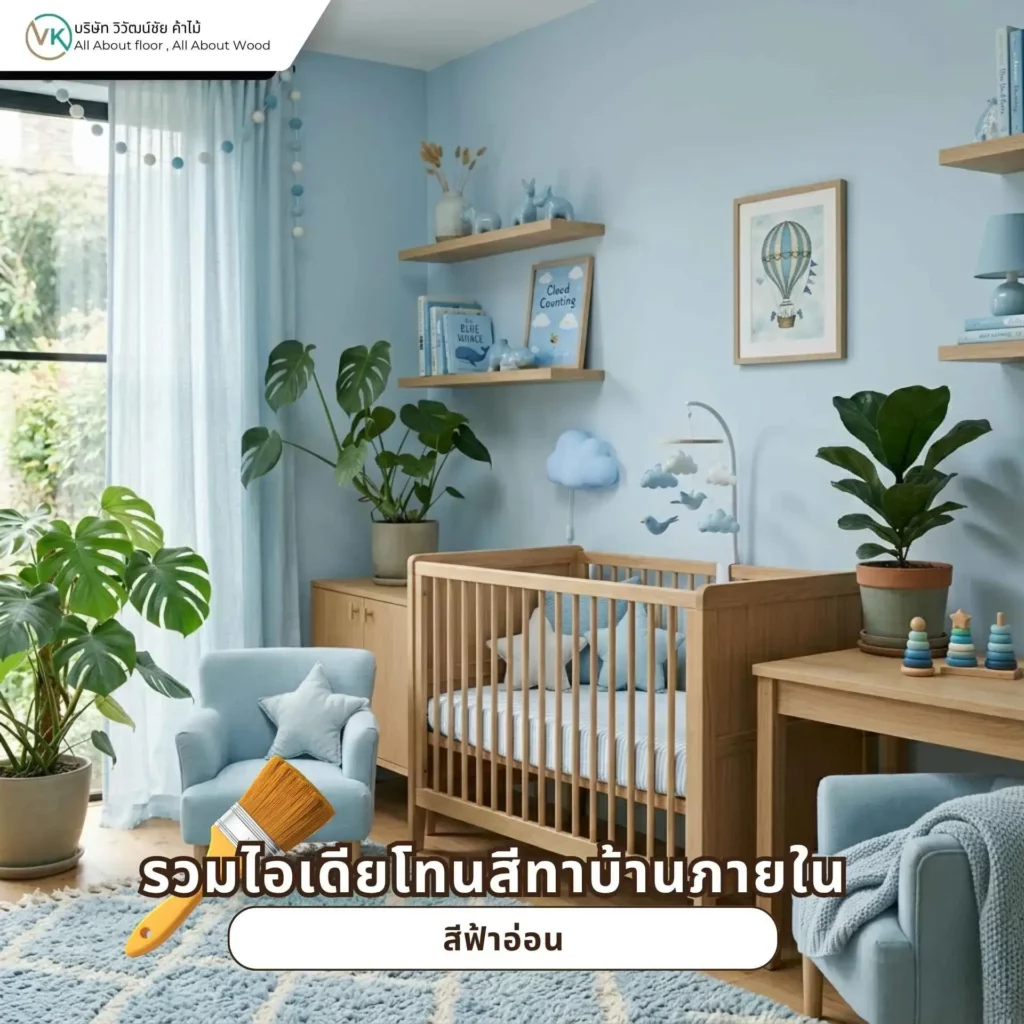 ไอเดียโทนสีทาบ้านภายในสีฟ้าอ่อนสำหรับบ้านที่ต้องการความสดชื่น สบายตา และผ่อนคลาย