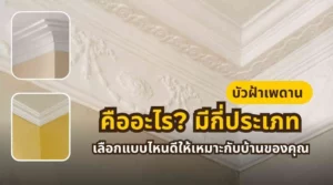 ภาพหน้าปกบทความเกี่ยวกับบัวฝ้าเพดานสำหรับตกแต่งภายในบ้าน เพิ่มความเรียบร้อยและมิติให้บริเวณเพดาน